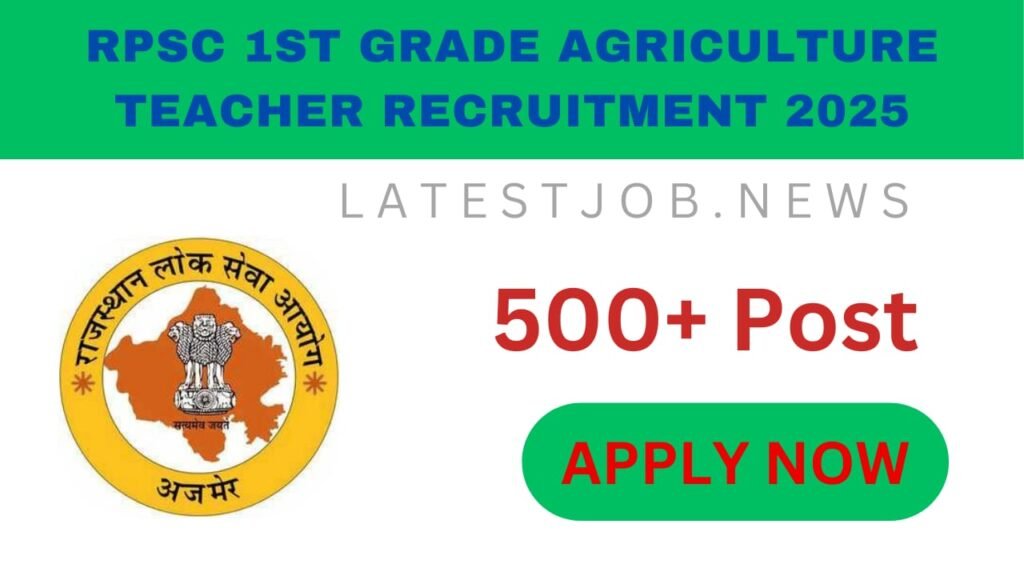RPSC 1st Grade Agriculture Teacher Recruitment 2025