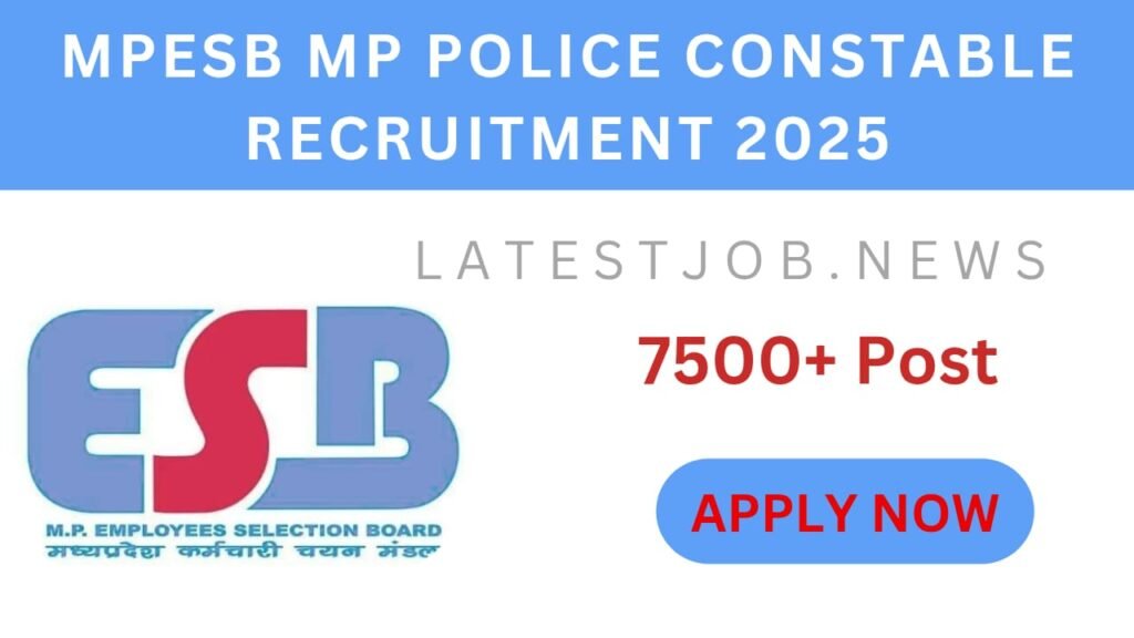 MPESB MP Police Constable Recruitment 2025 Apply Online
