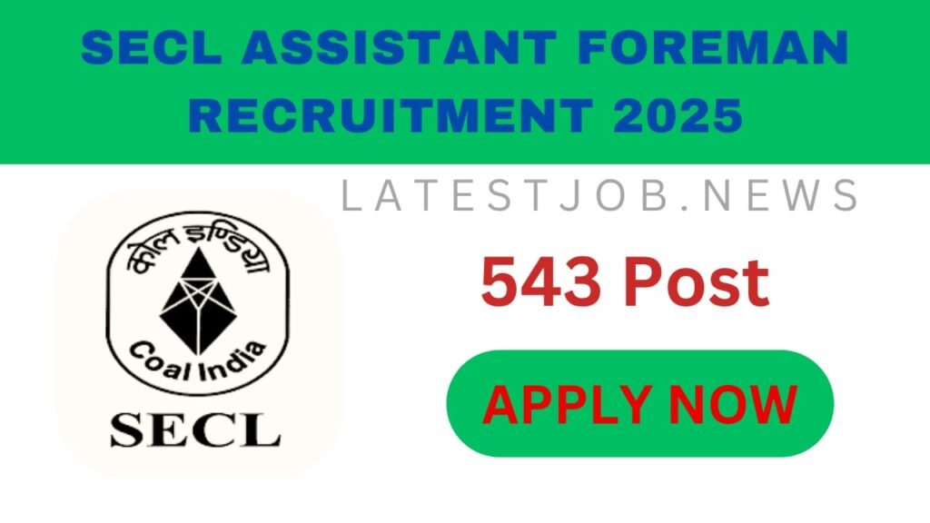 SECL Assistant Foreman Recruitment 2025: Eligibility, Exam Pattern, Syllabus, Age Limit, Selection Process Salary