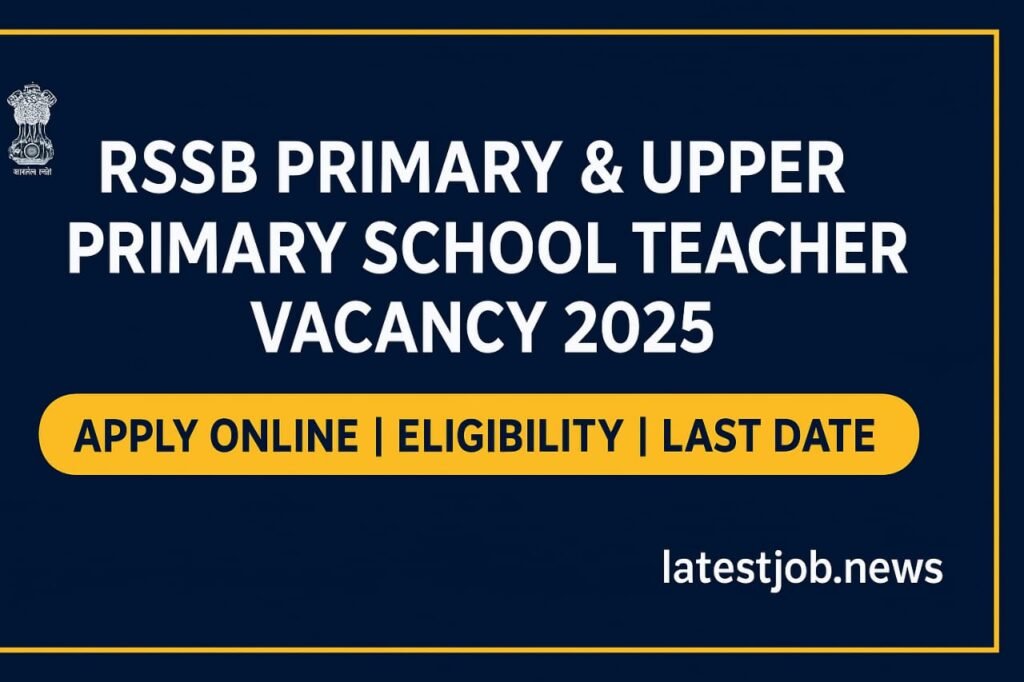 RSSB Teacher Vacancy 2025: Apply Online For Primary & Upper Primary Posts in Rajasthan