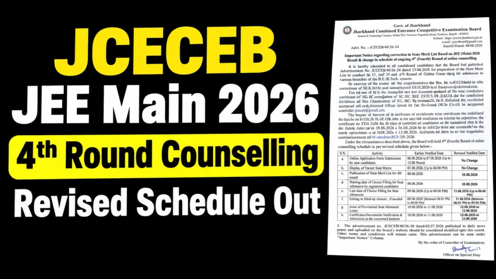 JCECEB JEE Main 2026 4th Round Counselling