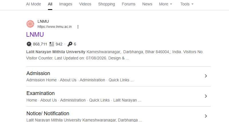 Visit the official website of LNMU — www.lnmu.ac.in.